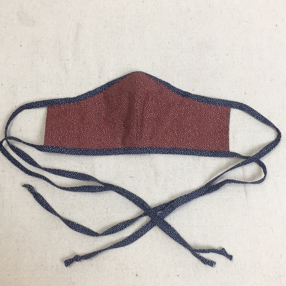 Red white and Blue 3 layer Cotton mask with ties